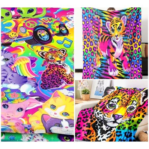 90s Nostalgic Fleece Blankets in 2 Styles | Tie Dye Tiger Cub | Cheetah | Cats | Aliens | Unicorn | Dalmatians | Y2K | 90s | Christmas gifts