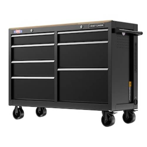 CRAFTSMAN 52-in L x 37.5-in H 7 -Drawers Rolling Black Butcher block Work Bench in the Work Benches & Tops department at Lowes.com