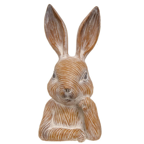 August Grove® Engraved Terra Cotta Look Thinking Bunny Bust | Wayfair