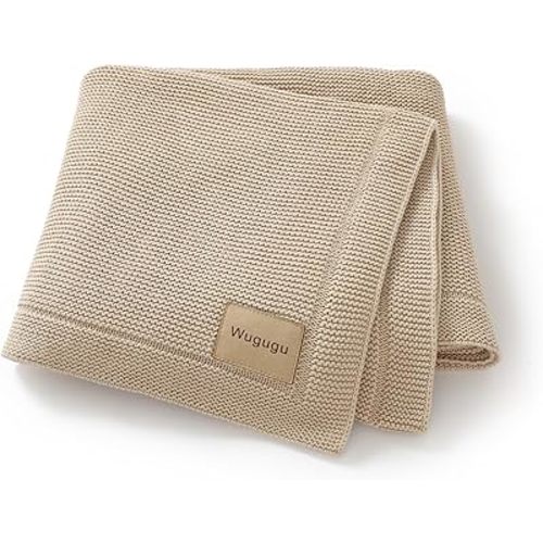 Baby Blanket 30 x 40 Inch Soft Knit for Boys & Girls Cotton Nursery Swaddling Blankets Toddler Knitted Crochet Receiving Crib