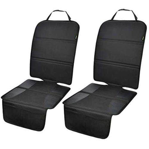 Car Seat Protector, 2 Pack Auto Seat Protectors for Child Car Seat with Thick Padding, Seat Cover Mat for Under Baby Seat to Protect Leather Seats, Black