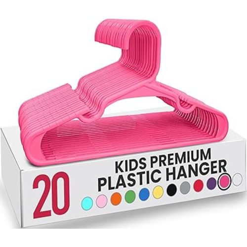 Utopia Home 20 Pack Kids Hangers - 11.5 Inch Plastic Baby Hangers for Closet - Childrens Hangers for Clothes & Infant Hangers for Closet - Ideal for Everyday Standard Use (Pink)