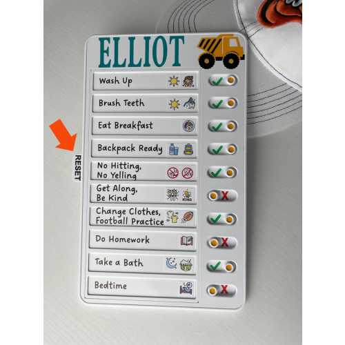 Personalized Kids Routine Checklist: 10 Slot Dry-Erase, Visual Chore Chart, 221 Stickers