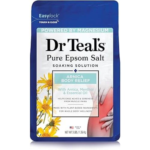 Dr Teal's Epsom Salt Magnesium Soak, Arnica Body Relief with Arnica, Menthol & Essential Oils, 3 lbs