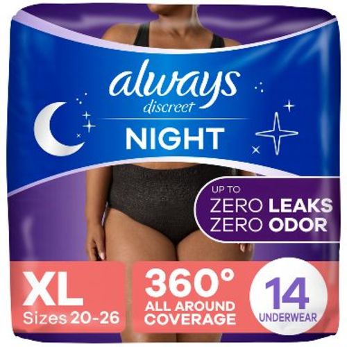 Always Discreet Night Black Women's Incontinence Underwear - Maximum - XL - 14ct