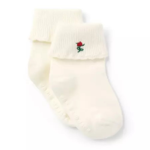 Baby Embroidered Floral Sock, Jet Ivory, 0-3m by Janie and Jack