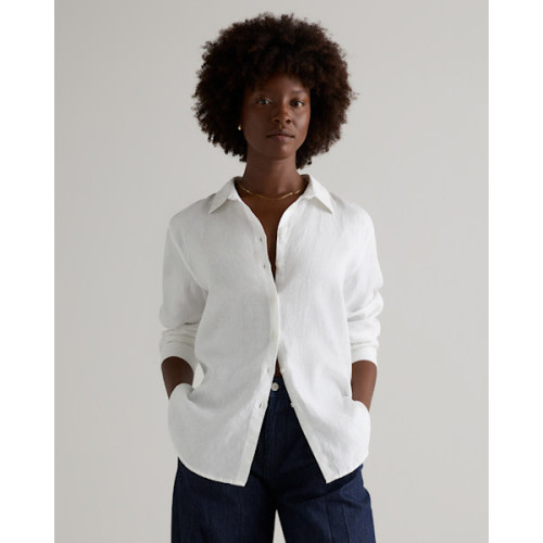 100% European Linen Shirt in White