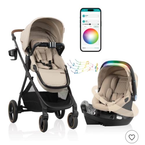 Evenflo Shyft Intuiti+ Travel System with Revolve180 LiteMax NXT SensorySoothe Infant Car Seat - Travertine cash fund