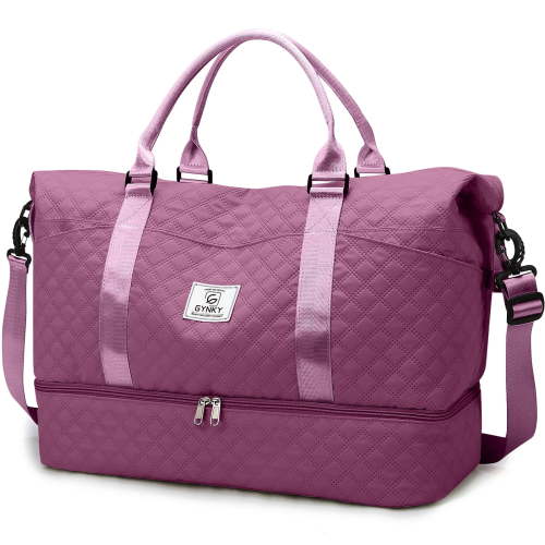 Gynky Travel Duffle Bag Weekender Bags for Women with Shoe Compartment Carry on Overnight Bag Gym Duffel Bag with Wet Pocket Hospital Bags for Labor and Delivery