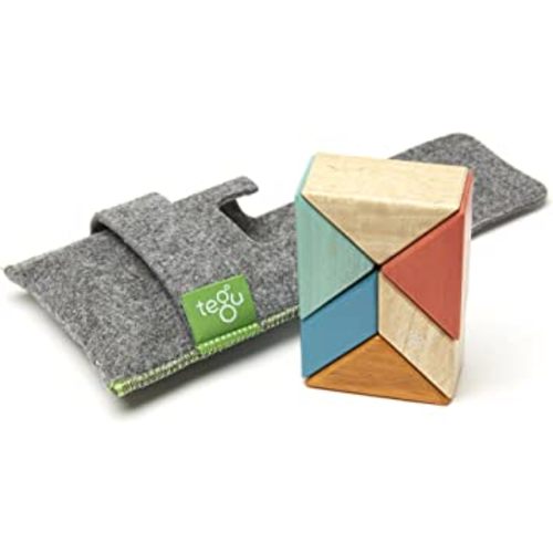 6 Piece Tegu Pocket Pouch Prism Magnetic Wooden Block Set, Sunset