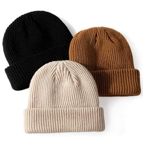 Glooarm 3 Pack Baby Beanie Toddler Boys Girls Beanie Knit Warm Winter Hats Newborn Infant Cuffed Caps, 0-5 Years