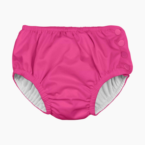 i play Snap Reusable Absorbant Swim Diaper - Hot Pink, 6-12 Months