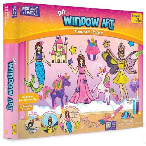 Imagimake Window Art Princess & Unicorn | DIY Suncatcher Kit for 5-8 Year Old Kids | Princess & Unicorn Toys for Girls Age 5,6,7,8 | Art & Craft Kits for Ages 6-8 | Birthday Gifts for 6 Year Old Girls