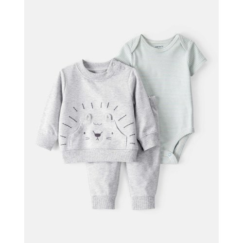 Baby 3-Piece Lion Little Pullover Set - Grey/Green - Carter's | Carter's