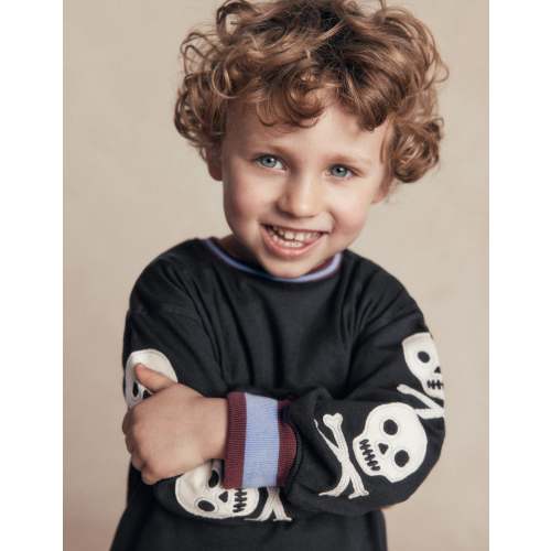 Relaxed Appliqué T-shirt-Shadow Grey Skulls