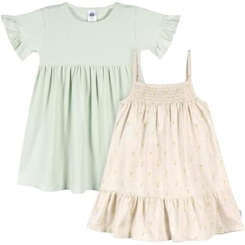 Gerber Girls' Toddler Short-Sleeve and Sleeveless Dress Set