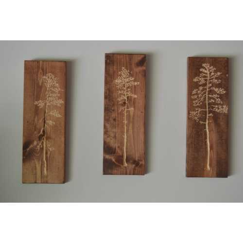 3 individual Carved tree wood wall hanging art