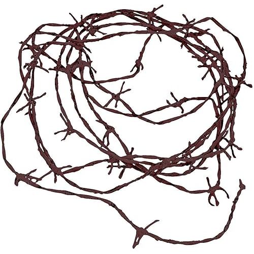 Fun Express Rusty Barbwire Cord Decoration – Soft Touch 18ft Length for Cowboy Western Party Halloween & Christmas Tree Décor – Plastic Rustic Style – Perfect for Themed Parties – 1 Piece