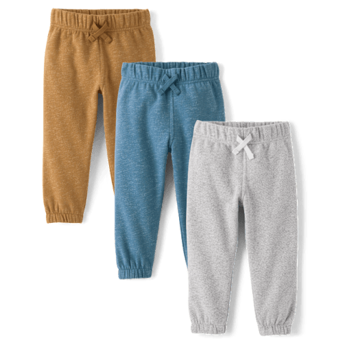 Baby And Toddler Boys Fleece Jogger Pants 3-Pack - Blue