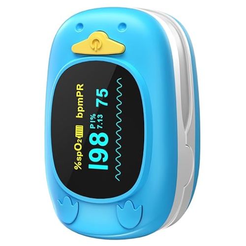 HealthTree JKS50A Pulse Oximeter Fingertip, Oxygen Monitor Blood Oxygen Saturation Heart Rate Monitor with Large Display, Included with 2 AAA Battery, Automatic Shut-Down