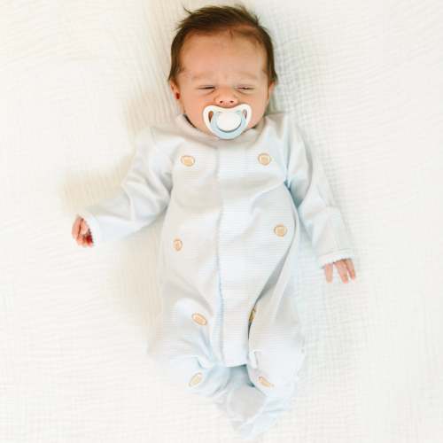 Touchdown Cutie Embroidered Footie - Light Blue