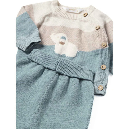 Newborn Boy Striped Jumper and Trousers Set, Blue - Mayoral | Maisonette