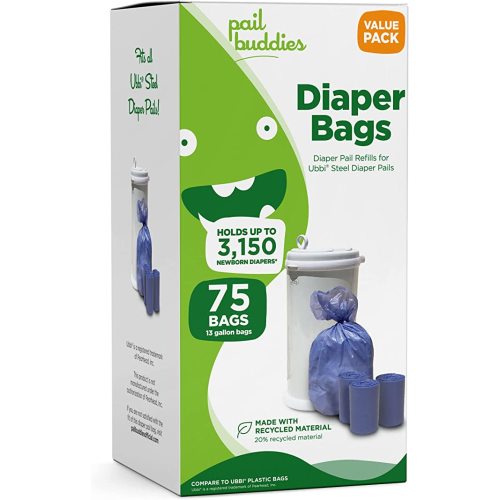 Diaper Pail Refill Bags for Ubbi, 75 Count, Odor Control, Tear-Resistant