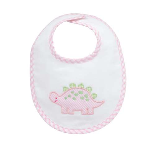 Dino Applique Basic Bib, Pink