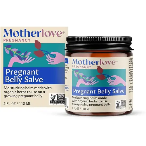 Motherlove Pregnant Belly Salve (4 oz) Moisturizing Balm to Use on Growing Belly—Non-GMO & Organic Herbs
