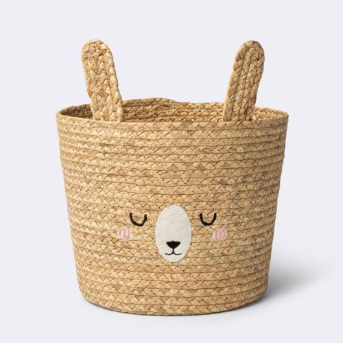 Braided Water Hyacinth Medium Round Storage Basket - Rabbit - Cloud Island™