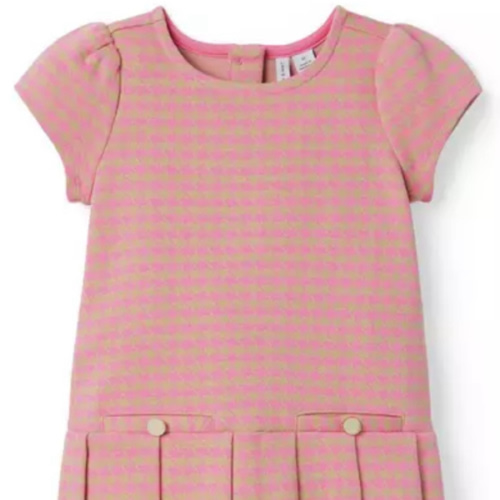 Girl Camellia Pink Houndstooth The Houndstooth Pleated Dress by Janie and Jack