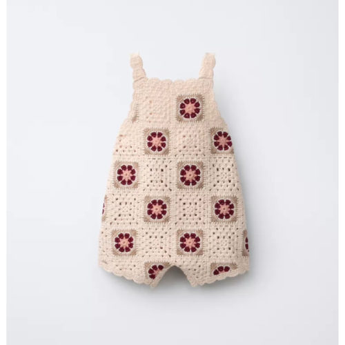 CROCHET FLOWER KNIT OVERALLS - Light beige | ZARA United States