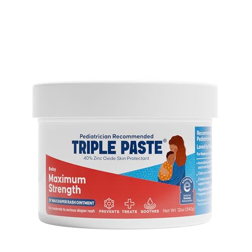 Triple Paste 3X Max Strength Diaper Rash Ointment, 40% Zinc Oxide, 12 oz | Maximum strength zinc oxide diaper rash cream helps protect sensitive skin and soothe serious baby rash.