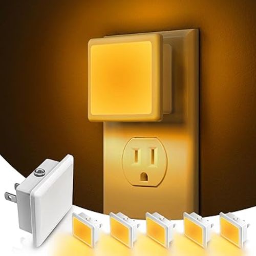 L LOHAS LED Night Lights Plug into Wall,[6-Pack] Plug in Night Light,Dusk to Dawn Sensor, 1800K Amber Light,0.3W Bright Nightlight Auto-On/Off for Adults Bedroom Bathroom Hallway Halloween