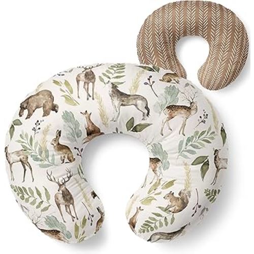 Pobibaby 1-Pack Premium Nursing Pillow Cover - Ultra Soft & Stretchy 96% Cotton, Breastfeeding Pillow Cover for Baby Boys and Girls(Wildlife)