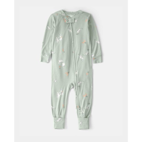 Baby Easter Bunny PurelySoft 2-Way Zip 1-Piece Pajama - Green | Carter's
