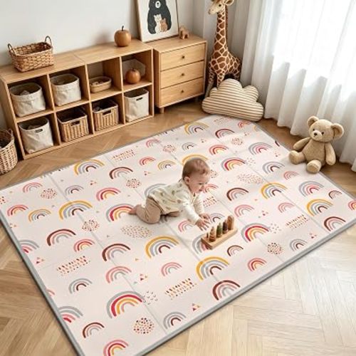 PIGLOG Baby Play Mat, 71 x 59 Inch Play Mat Perfect for Use Playpen, Foldable Play Mats for Babies and Toddlers, Waterproof & Anti-Slip Baby PlayMats for Floor,Non Toxic Foam Thick Crawling Mats