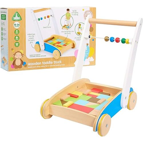 Early Learning Centre Wooden Toddle Truck, Hand Eye Coordination, Physical Development, Instills Confidence, Kids Toys for Ages 18 Month, Amazon Exclusive
