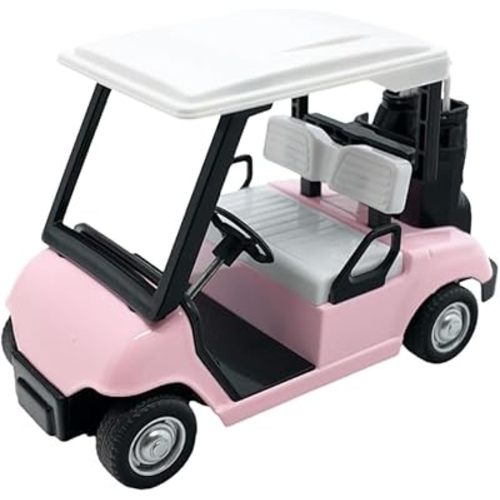 Mini Golf Cart, Mini 1:20 Scale Golfcart, Miniature Diecast Golf Cart Decorations, Pullback Vehicles for Golfing Themed Office Desk Decor (Pink)