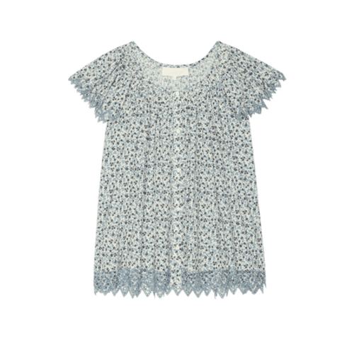 The Flutter Sleeve Eyelet Top. -- Bluebell Ditsy – The Great.