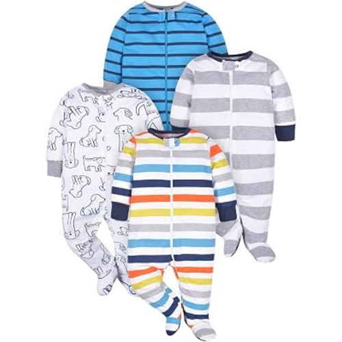 Onesies Brand Baby Boys' 4-pack Sleep 'N Play Footies