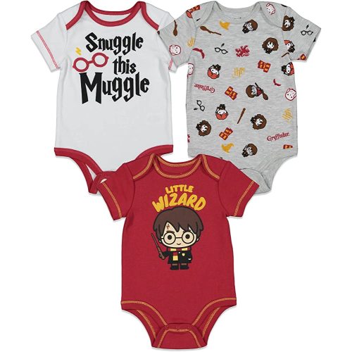 Harry Potter 3 Pack Short Sleeve Bodysuits White/Gray/Red