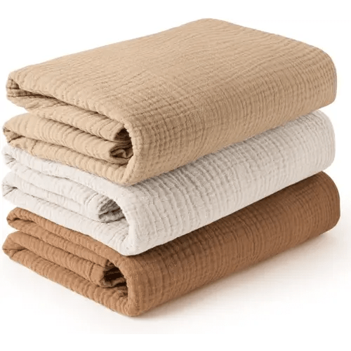 Konssy 3 Pack Muslin Swaddle Blankets for Unisex, Newborn Receiving Blanket, Large 47 x 47 inches, Soft Breathable Muslin Baby Swaddles for Boys & Girls