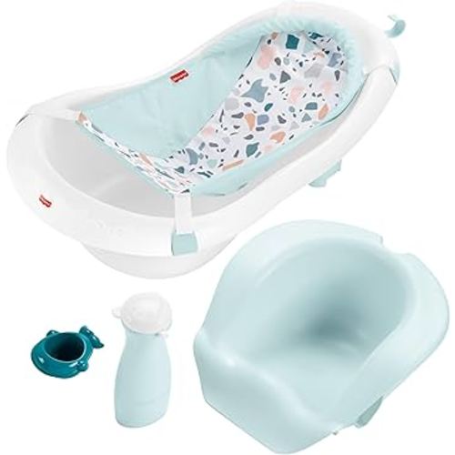Fisher-Price™ Baby to Toddler Bath 4-in-1 Sling 'N Seat Tub with Removable Infant Support and 2 Toys, Pacific Pebble