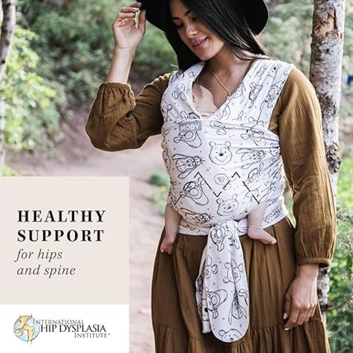 Moby Baby Wrap Carrier Featherknit for Newborns to Toddlers (8-33lbs), Infant Sling Carrier, Lightweight & Hands Free Design, Adjustable for All Body Types (Disney's Winnie The Pooh & Pals)