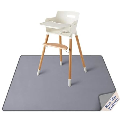 Blissful Diary Baby Splat Mat for Under High Chair, 50.4 x 50.4 Inch Wipeable Splash Mat, Waterproof and Washable, Anti-Slip Floor Protector, Sage Green