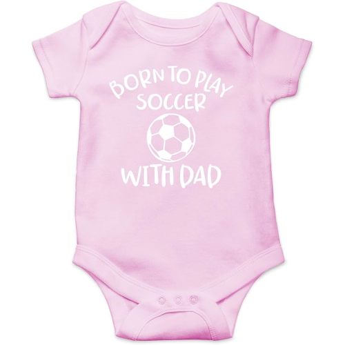 AW Fashions Born to Play Soccer with Dad Baby Bodysuit Funny Family Newborn Outfit for Boys or Girls