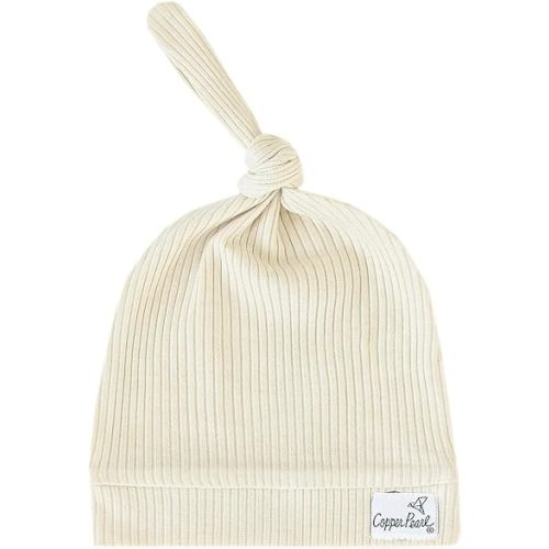 Copper Pearl Baby Beanie Hat Top Knot Stretchy Soft Moonstone