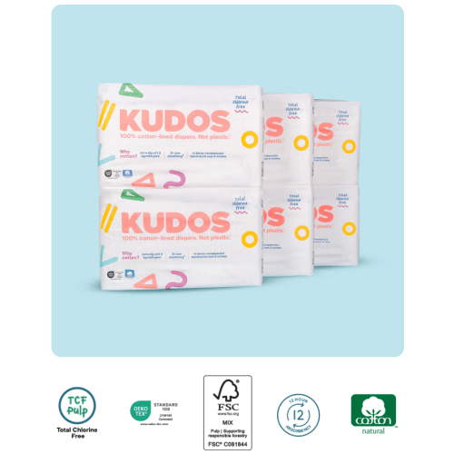 Kudos Nontoxic Diapers - 1 month supply, size 1