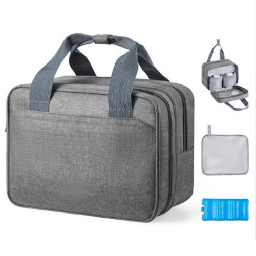 VEVOR Wearable Breast Pump Bag, Breast Feeding Bag with Ice Pack, Fits for M5/M6, Pumping Accessories & Breastmilk Storage, Pump Carrying Case, Grey